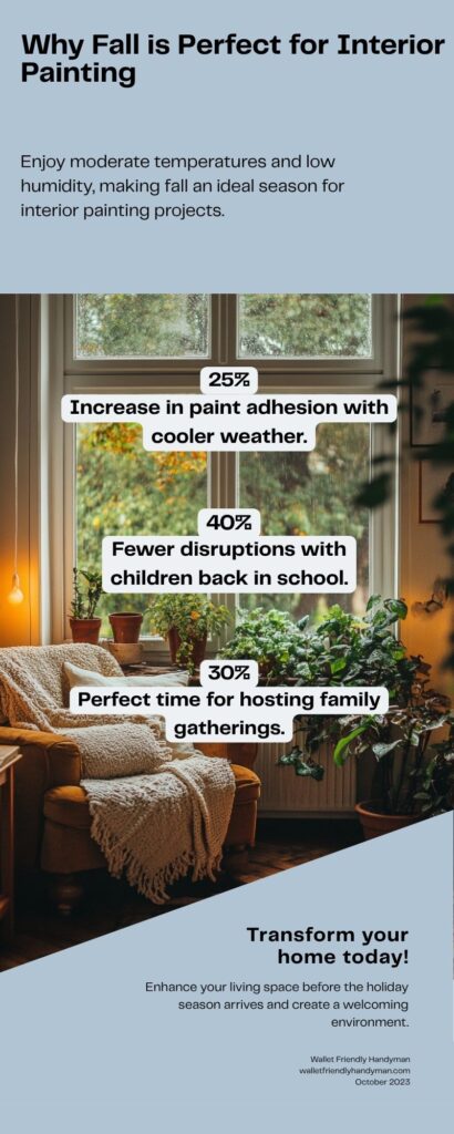 Fall interior painting timing benefits for Toronto homeowners showing ideal weather conditions and holiday preparation advantages