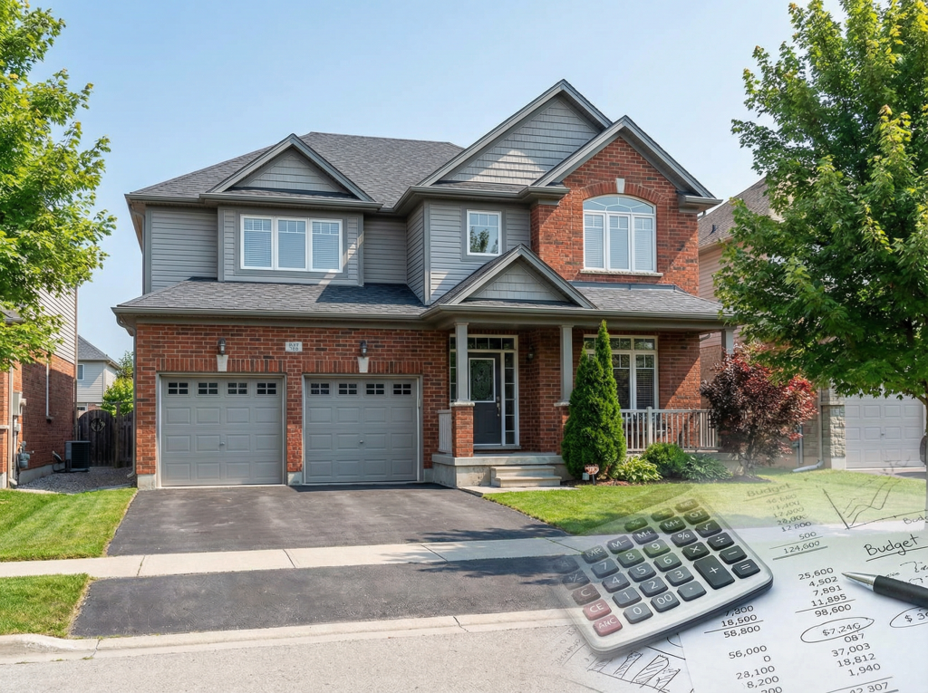 Barrie Ontario house showing typical suburban home needing renovation work with budget planning calculator