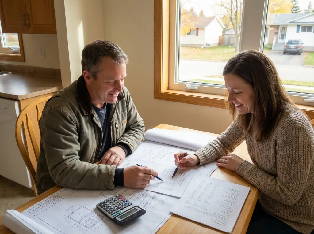 Bradford contractor reviewing renovation budget with homeowner