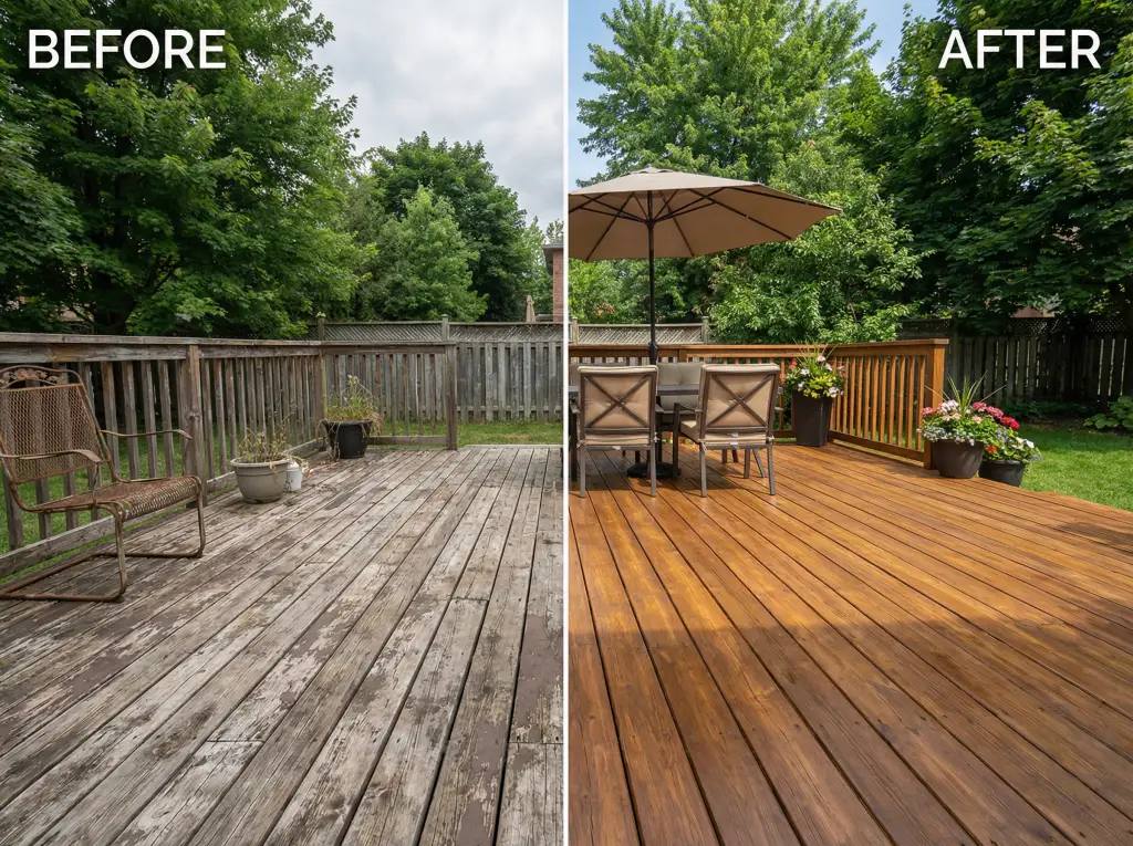 Bradford deck restoration before and after staining