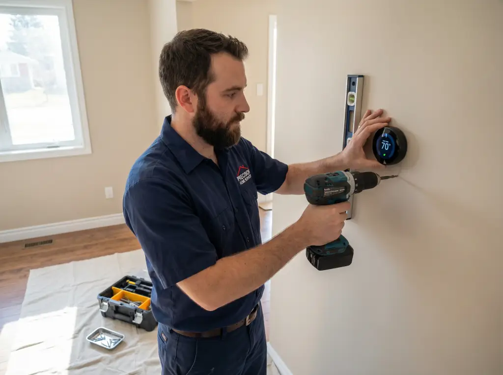Bradford handyman installing a smart thermostat