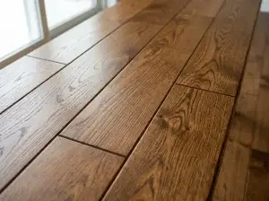 Close-up of freshly sanded hardwood grain before staining